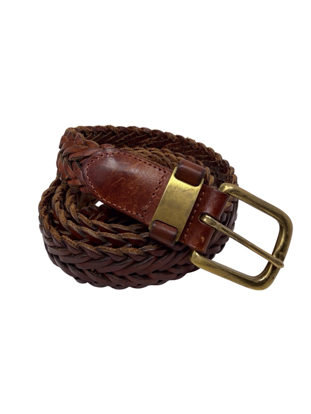 Brown Braided leather belt unisex size 44